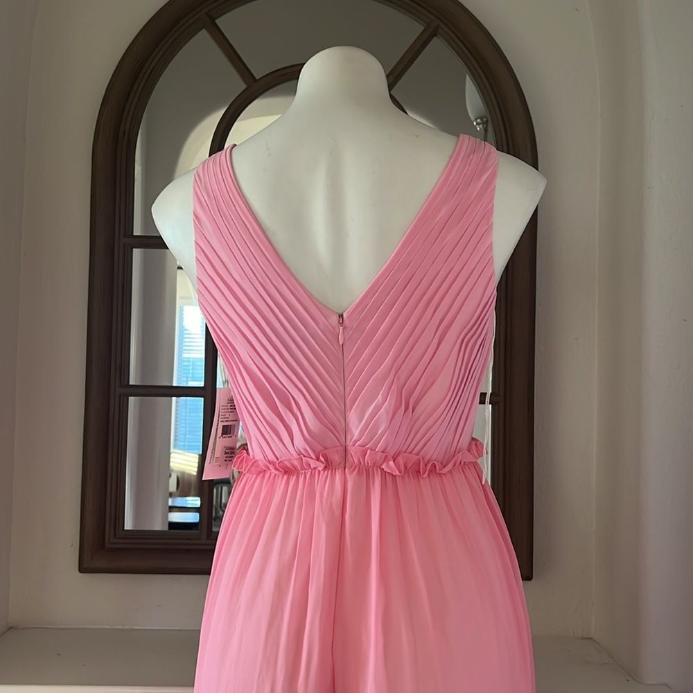 Aidan Mattox V-Neck Ciffon Color-Block Tiered Maxi Gown in Pink, NWT, Size 0 - Picture 9 of 13